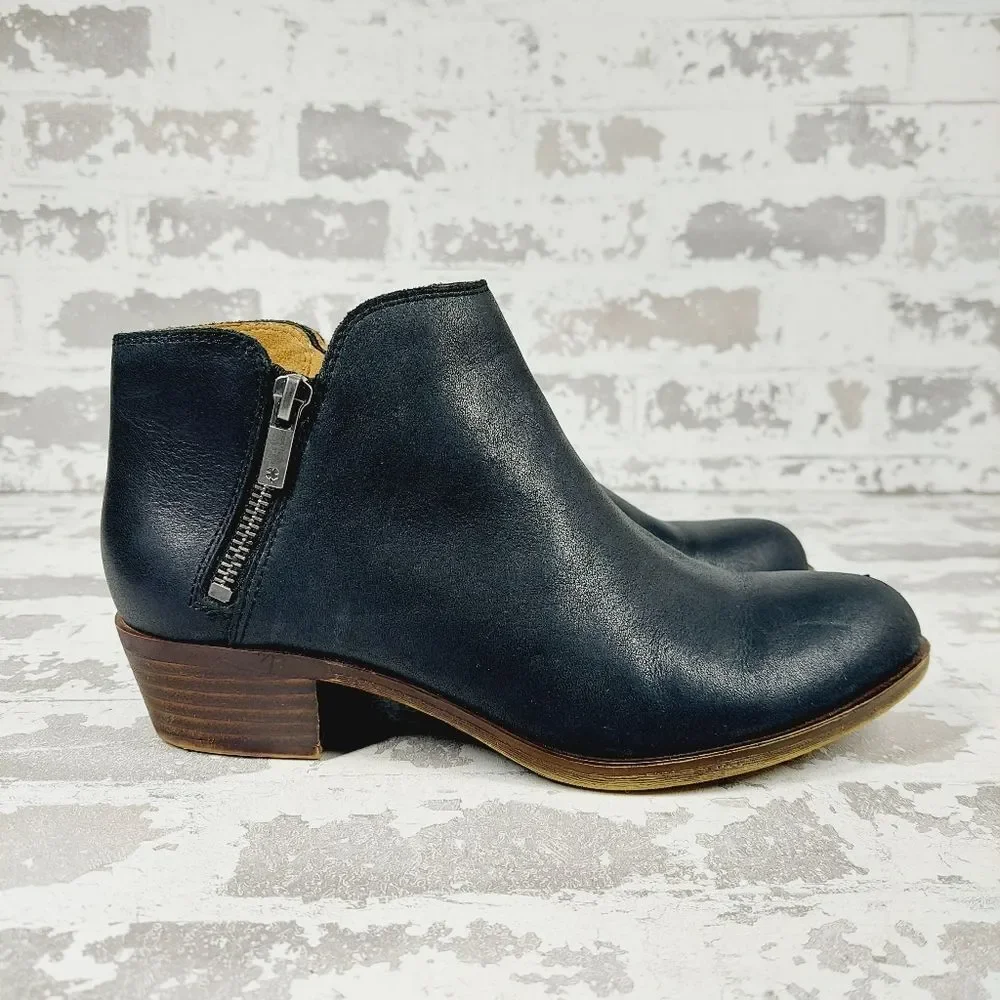 Licky Brand Black Leather Ankle Boots - Side Zip 8
